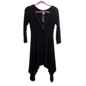 French Atmospheres Black Asymmetrical Dress With Necklace EUC